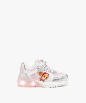baskets bebe fille en mesh et a paillettes avec semelle lumineuse - pat patrouille rose baskets et tennis