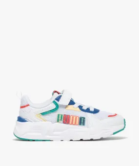 baskets garcon en mesh avec details colores et a scratch - puma blanc baskets
