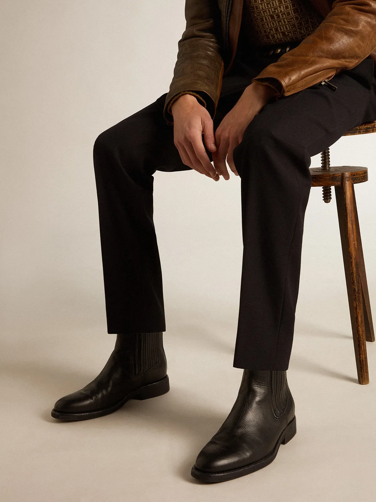 Bottines Chelsea pour homme en cuir noir | Golden Goose