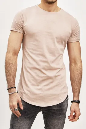 Mentex - T-shirt manches courtes oversize col rond beige coton homme | ILANNFIVE