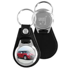 Porte-clés simili cuir personnalisé photo avec jeton de caddie